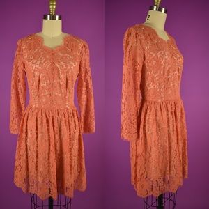 BAR III Salmon lace fit and flare dress